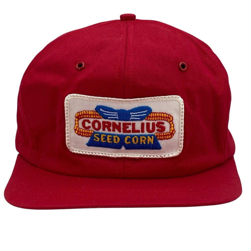 Vintage K-Products CORNELIUS Seed Corn USA Snapback Hat Red USA Made‎